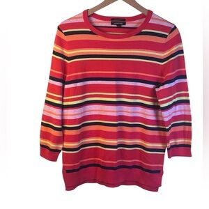 Lands’ End Colorful Striped Sweater 100% Supima Cotton Crew Neck Size Med P